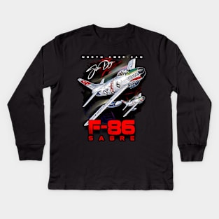 F-86 Sabre Vintage Fighter Plane Kids Long Sleeve T-Shirt